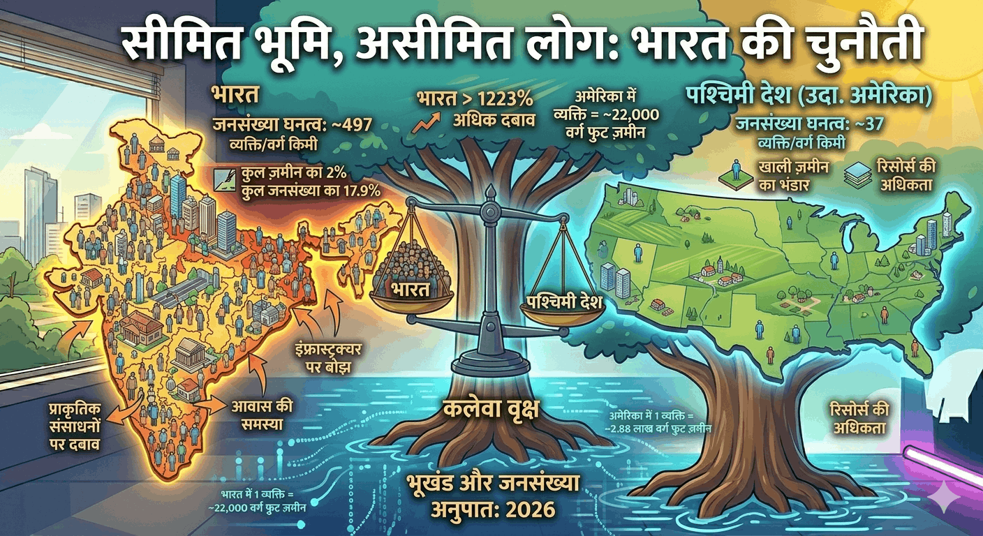 भारत बनाम पश्चिमी देश: ज़मीन कम और लोग ज़्यादा? एक कड़वा सच