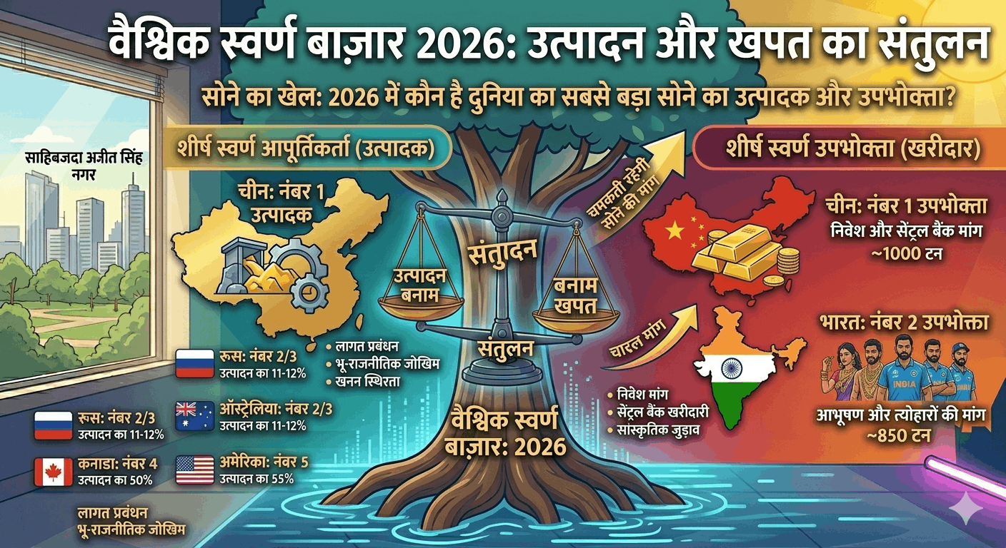 सोने का खेल: 2026 में कौन है दुनिया का सबसे बड़ा सोने का उत्पादक और उपभोक्ता?