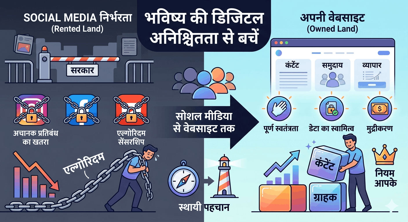 क्या भारत में सोशल मीडिया का भविष्य खतरे में है? क्यों अपनी वेबसाइट होना आज की सबसे बड़ी जरूरत है