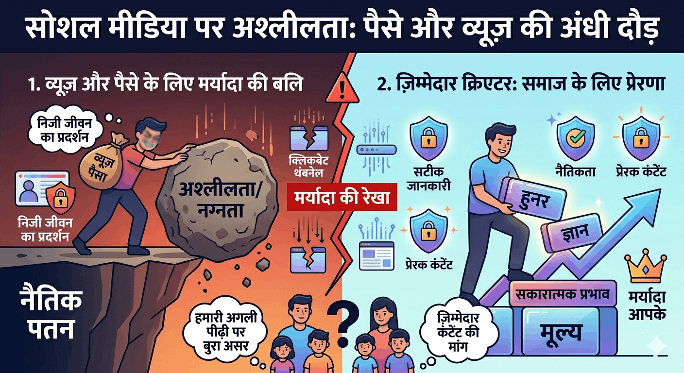 पैसे और व्यूज़ की अंधी दौड़: क्या सोशल मीडिया पर बिकती 'निजी जिंदगी' समाज को खोखला कर रही है?