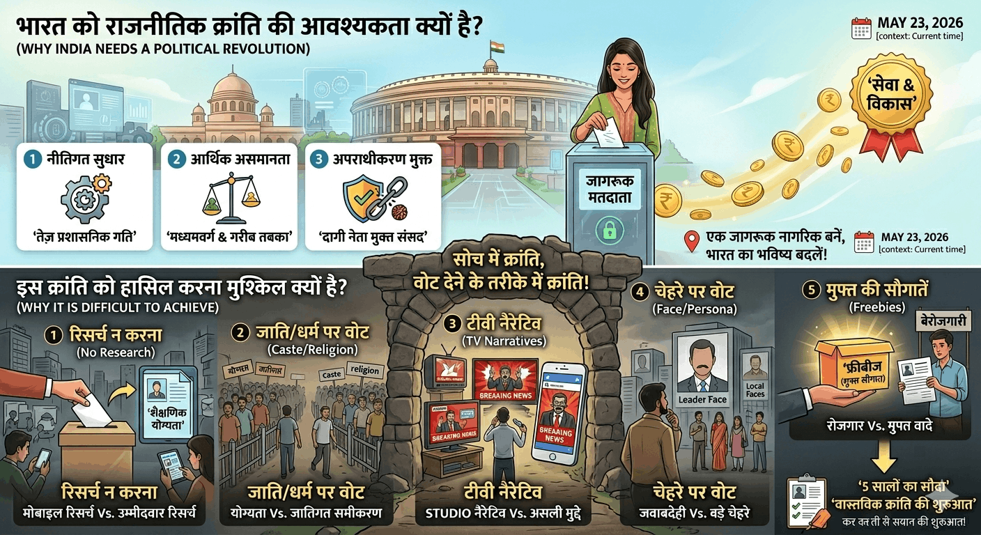 भारतीय राजनीति में क्रांति की जरूरत: जानिए क्यों बदलाव के रास्ते में खुद रोड़ा बन रहा है आम वोटर?